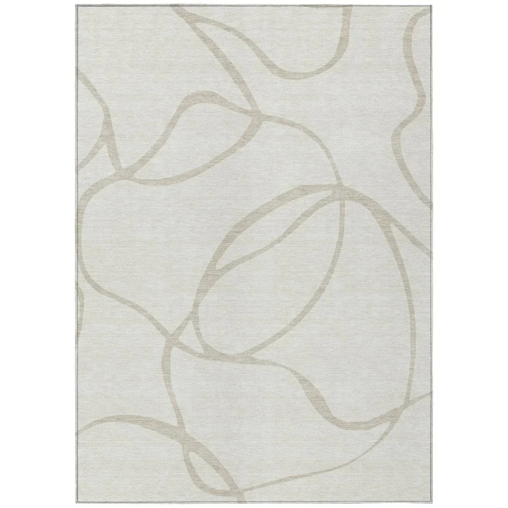 LOOMLAN Rugs Mirelle Ivory Washable Indoor-Outdoor Rug