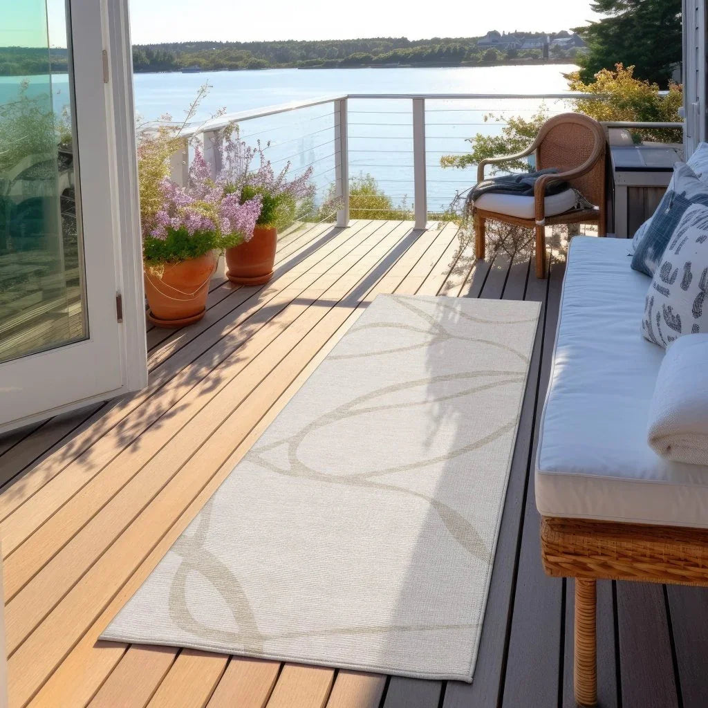 LOOMLAN Rugs Mirelle Ivory Washable Indoor-Outdoor Rug