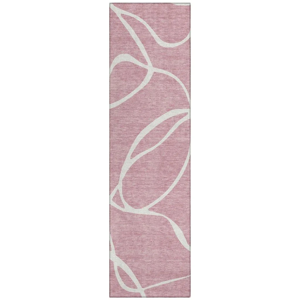 LOOMLAN Rugs Mirelle Pink Washable Indoor-Outdoor Rug