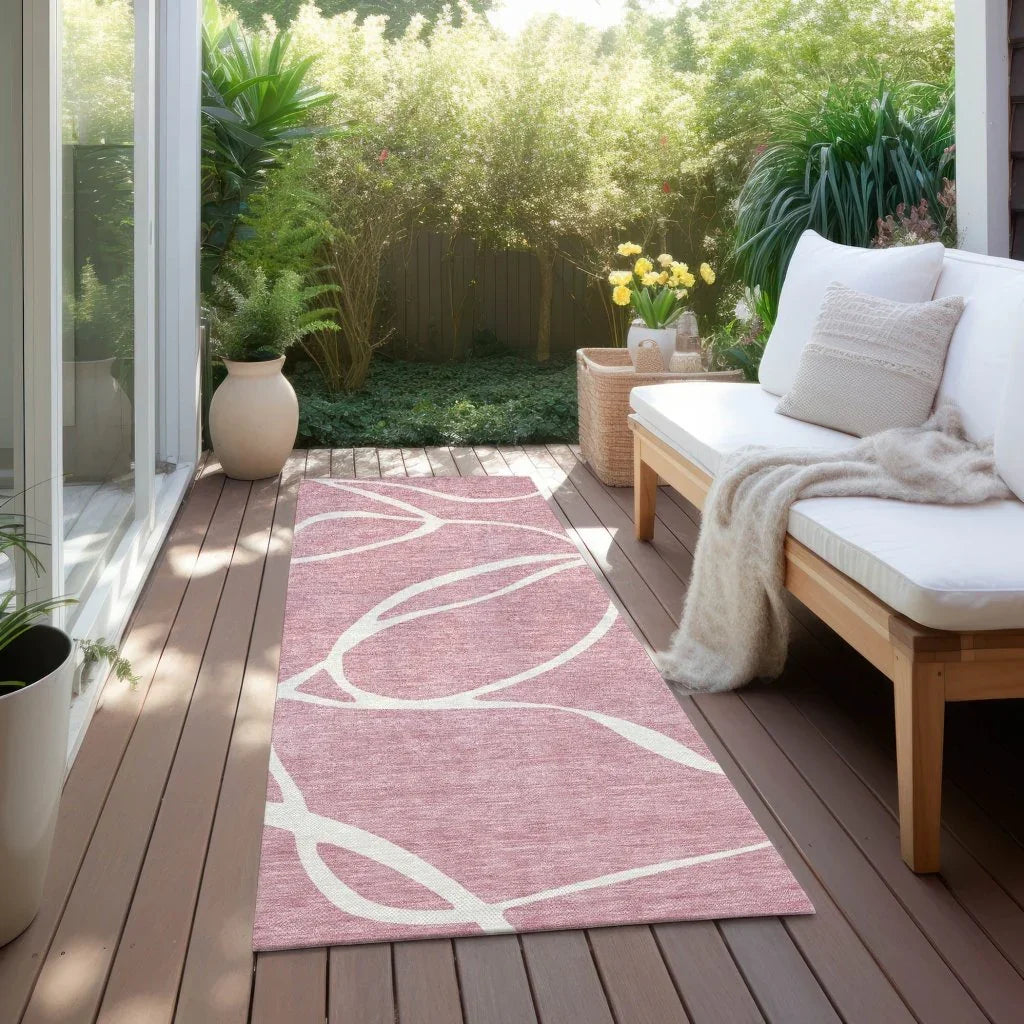 LOOMLAN Rugs Mirelle Pink Washable Indoor-Outdoor Rug