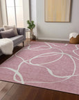 LOOMLAN Rugs Mirelle Pink Washable Indoor-Outdoor Rug