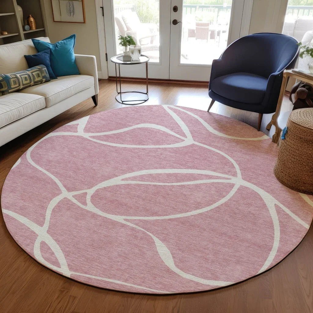 LOOMLAN Rugs Mirelle Pink Washable Indoor-Outdoor Rug
