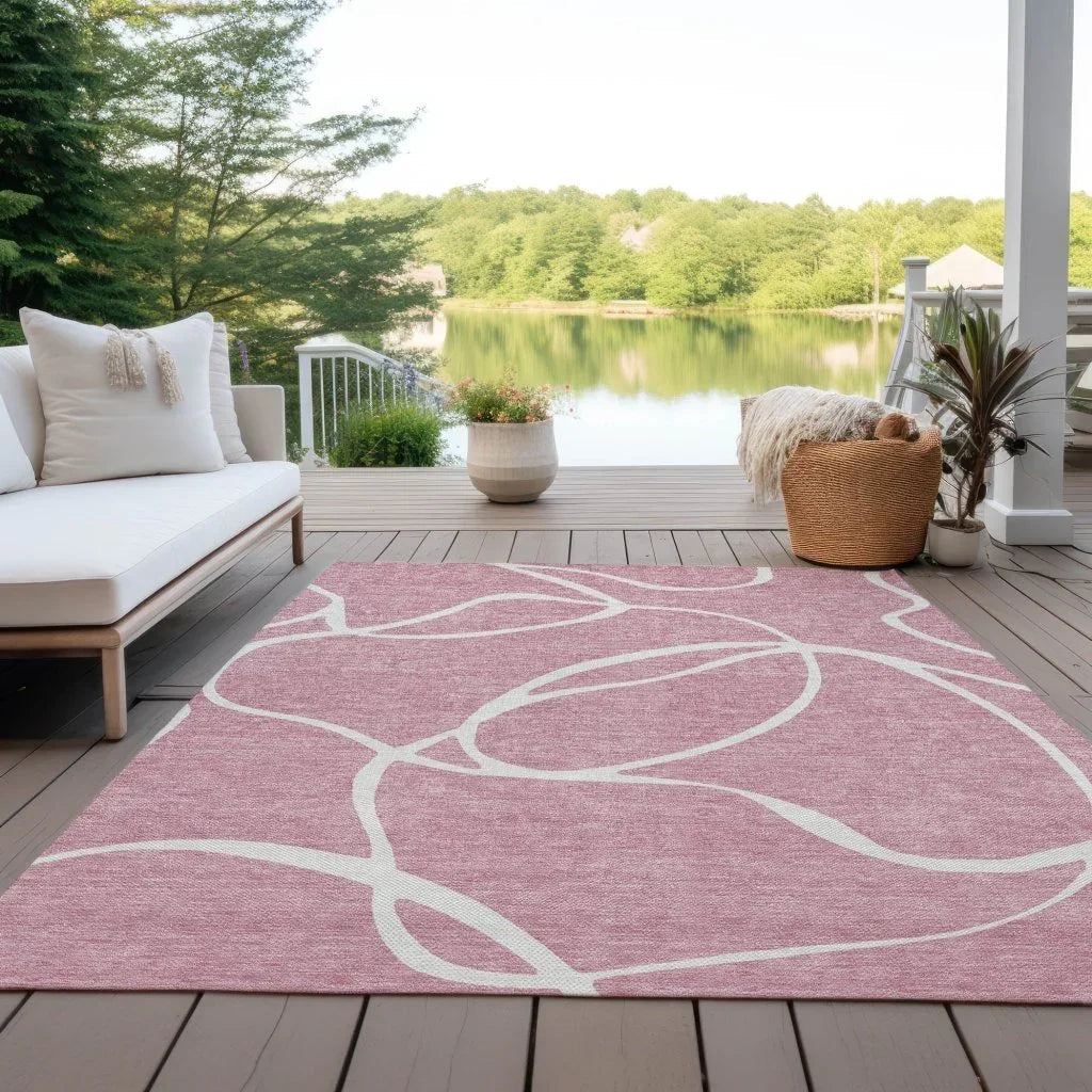 LOOMLAN Rugs Mirelle Pink Washable Indoor-Outdoor Rug
