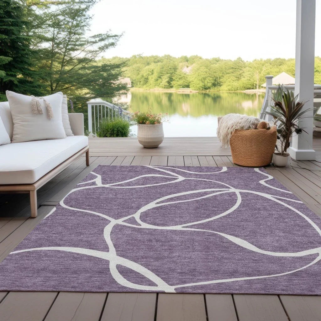 LOOMLAN Rugs Mirelle Purple Washable Indoor-Outdoor Rug