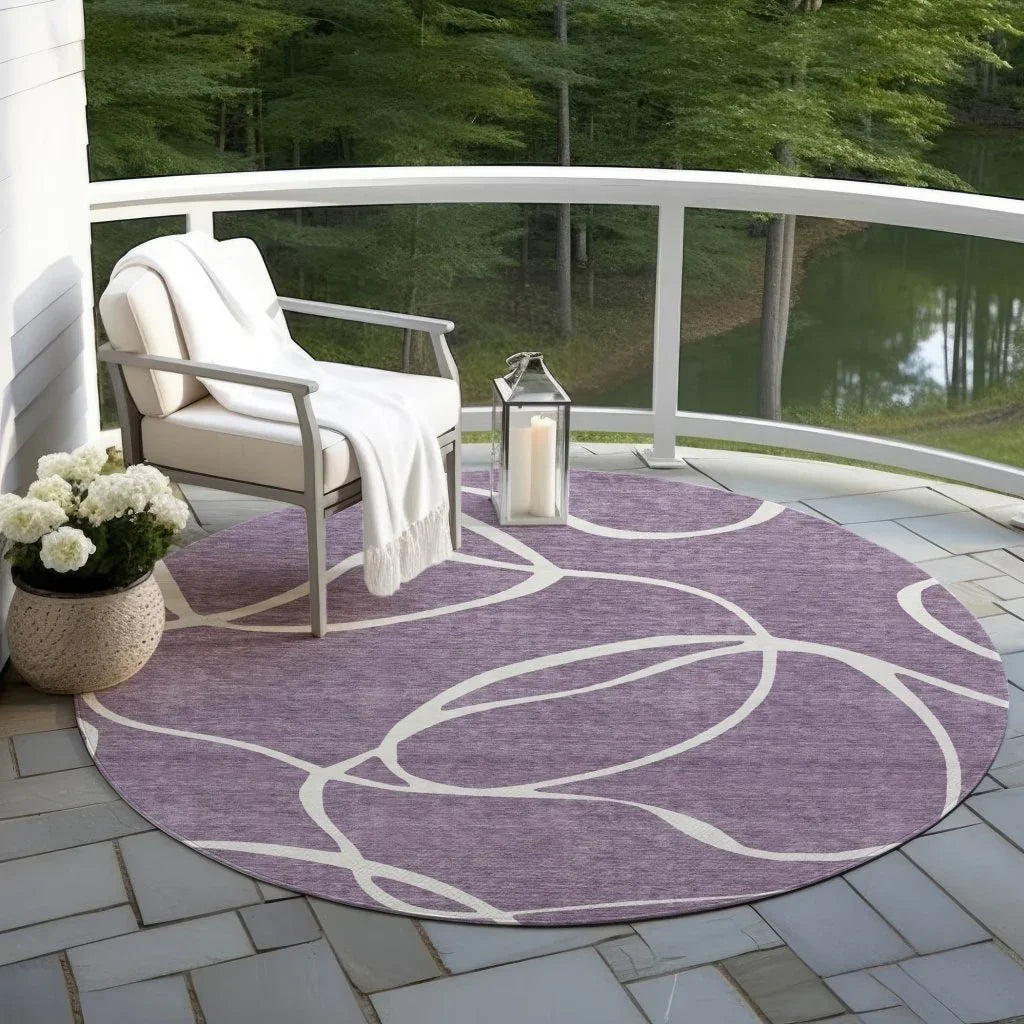 LOOMLAN Rugs Mirelle Purple Washable Indoor-Outdoor Rug