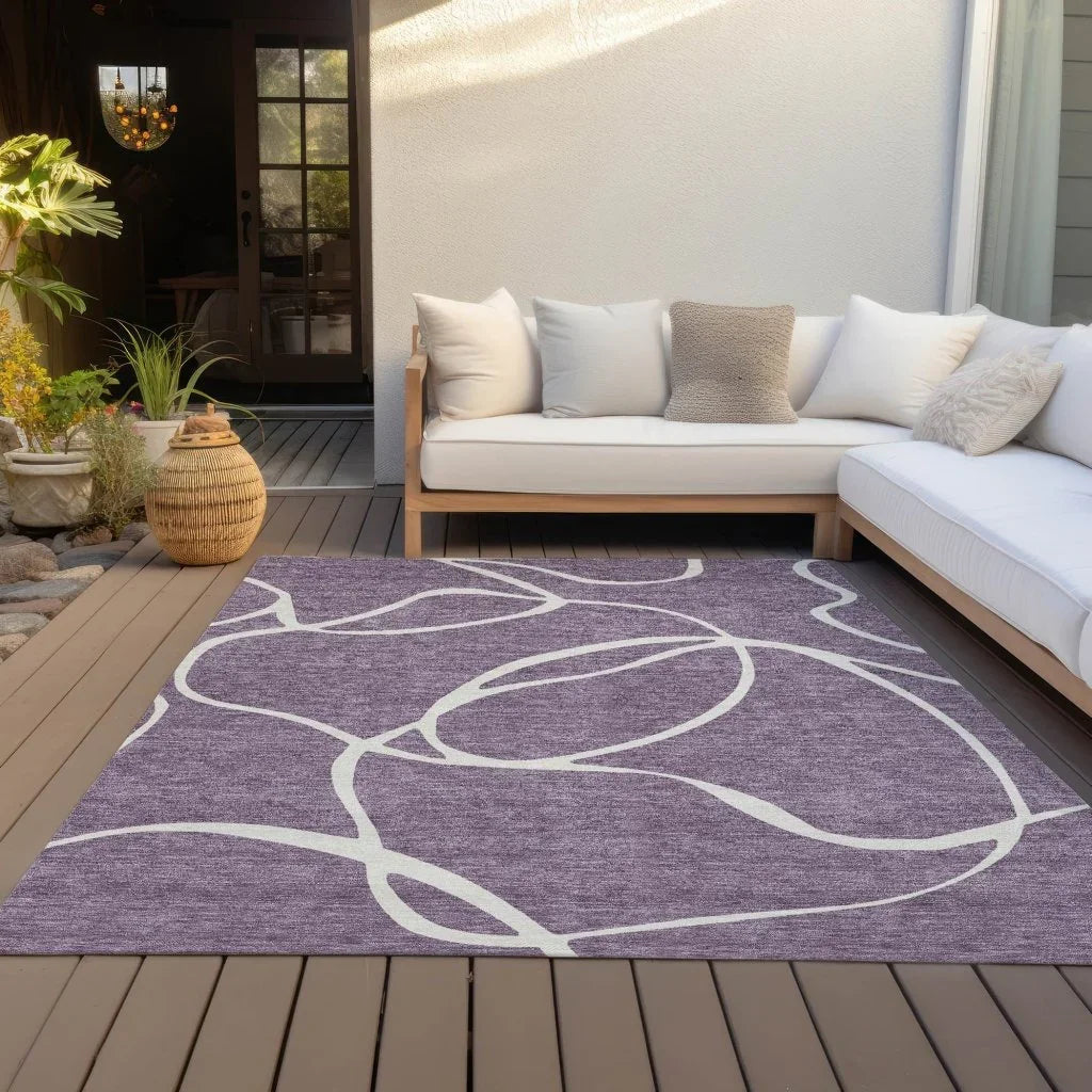 LOOMLAN Rugs Mirelle Purple Washable Indoor-Outdoor Rug