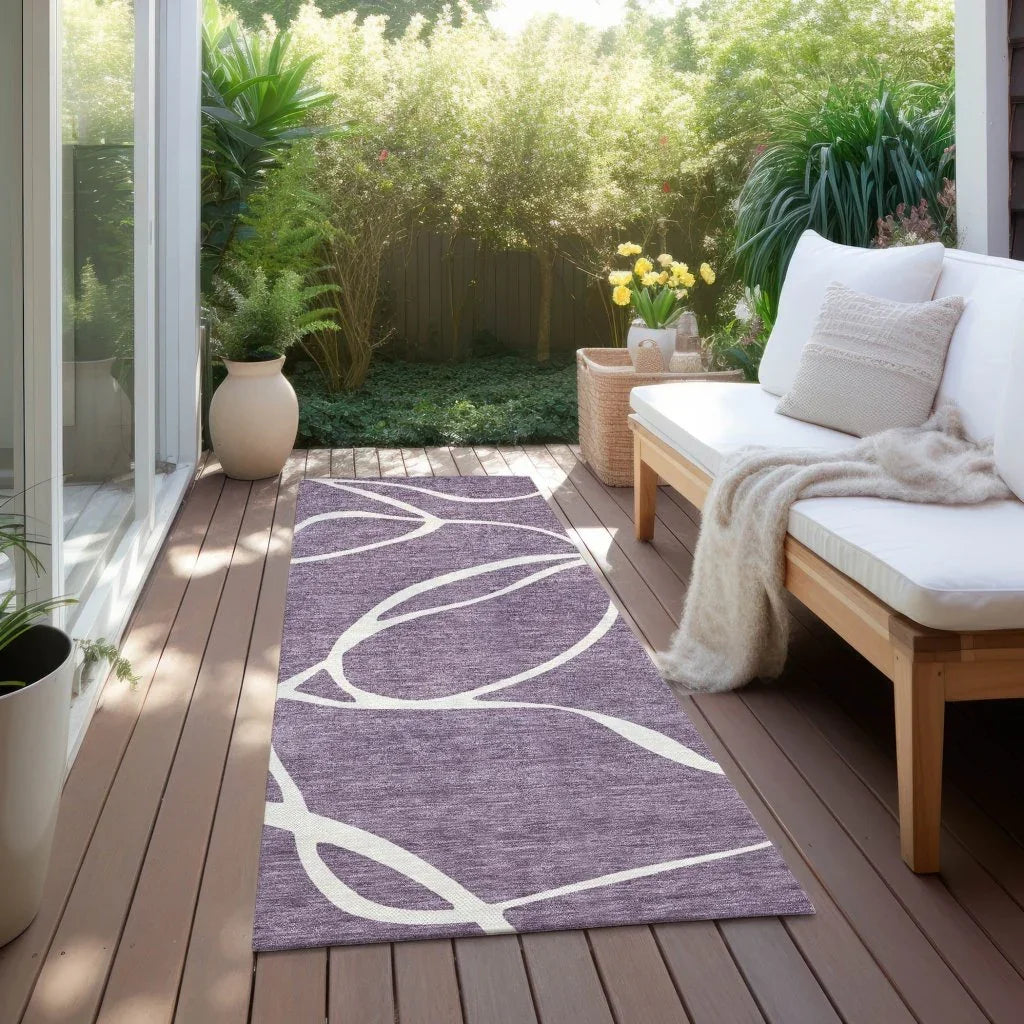 LOOMLAN Rugs Mirelle Purple Washable Indoor-Outdoor Rug