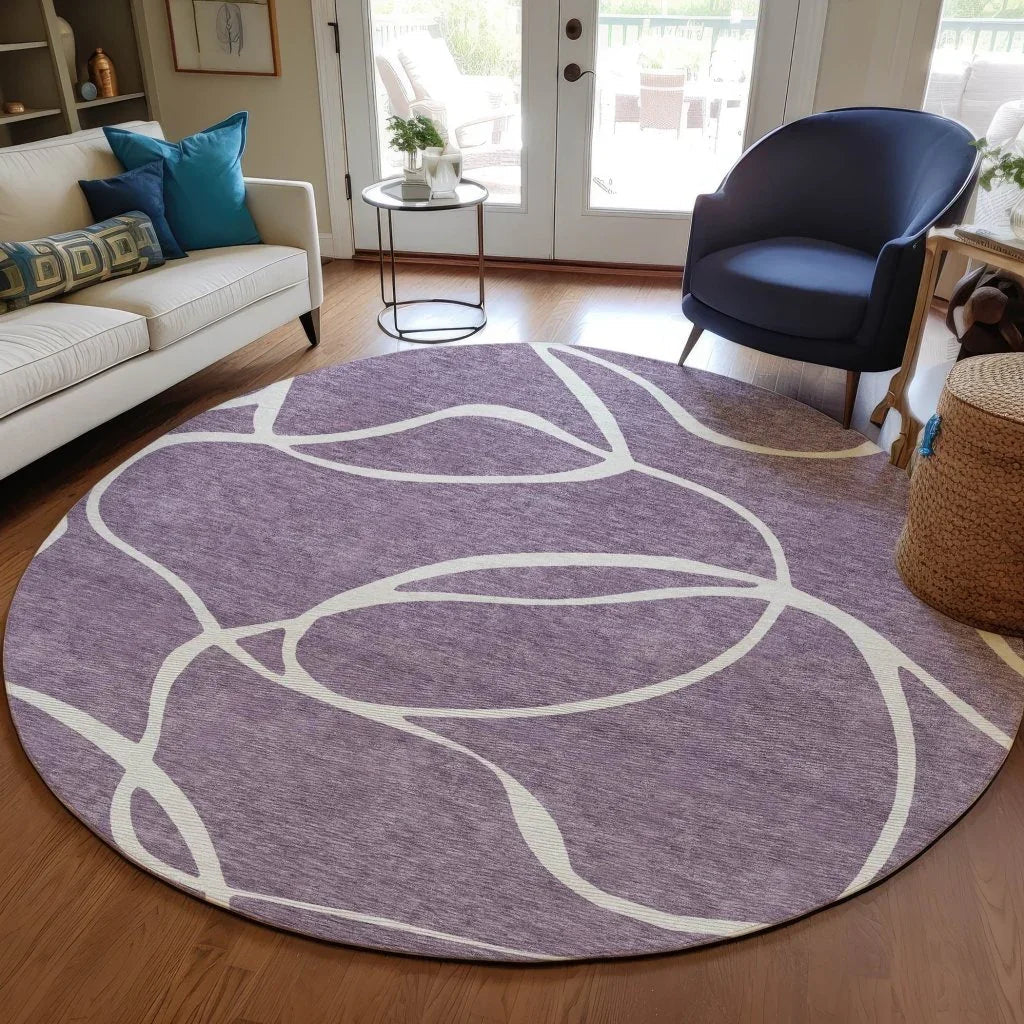 LOOMLAN Rugs Mirelle Purple Washable Indoor-Outdoor Rug
