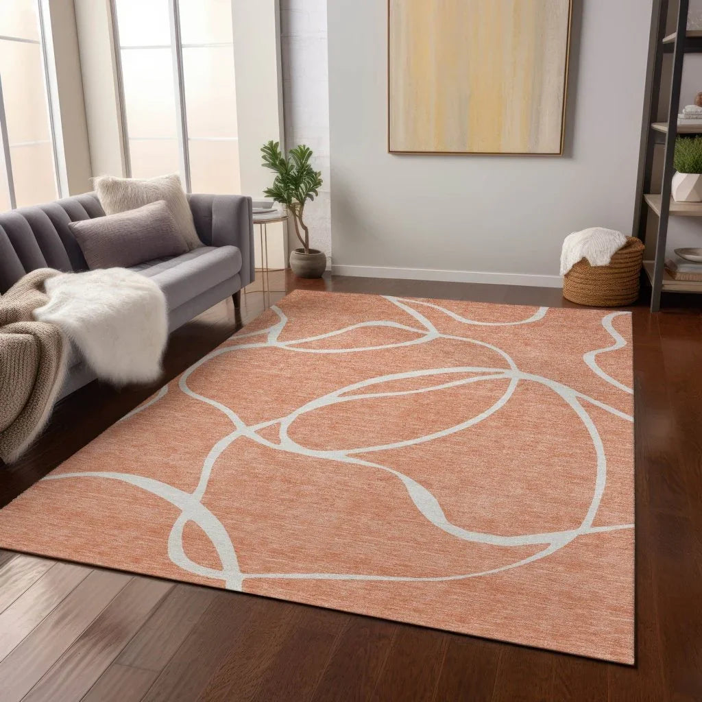 LOOMLAN Rugs Mirelle Salmon Washable Indoor-Outdoor Rug