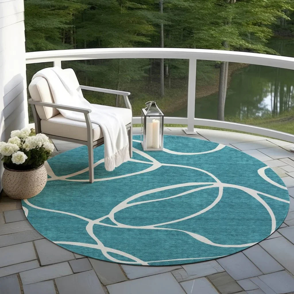 LOOMLAN Rugs Mirelle Teal Washable Indoor-Outdoor Rug