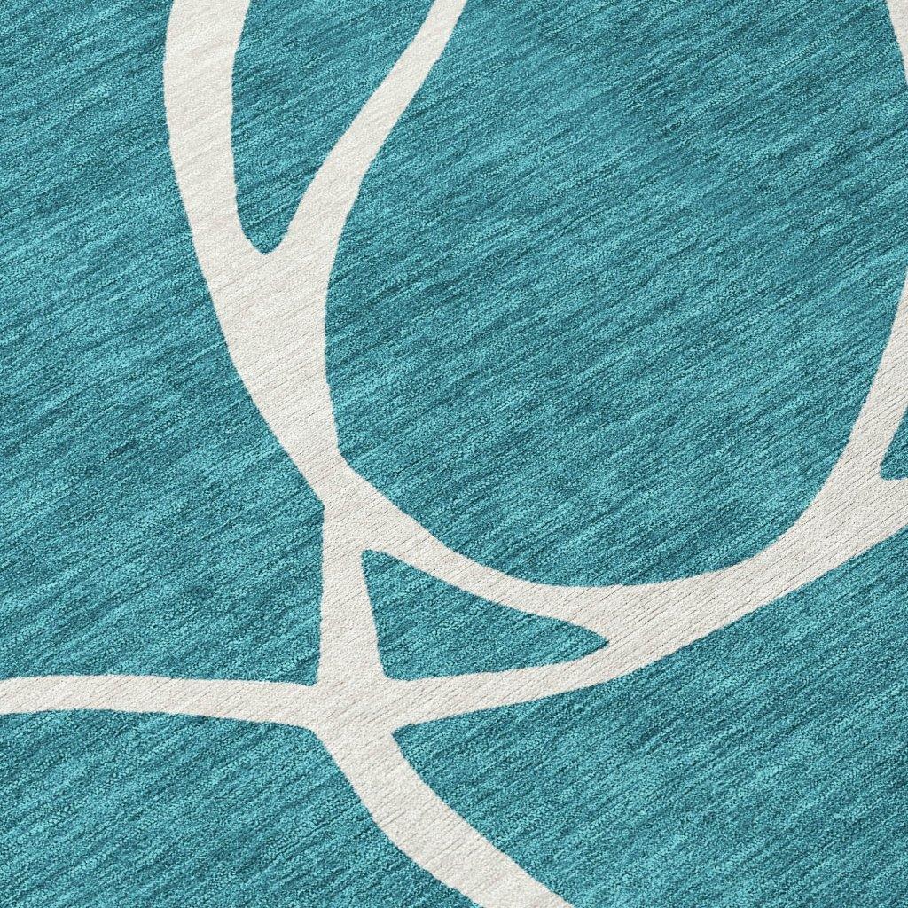 LOOMLAN Rugs Mirelle Teal Washable Indoor-Outdoor Rug