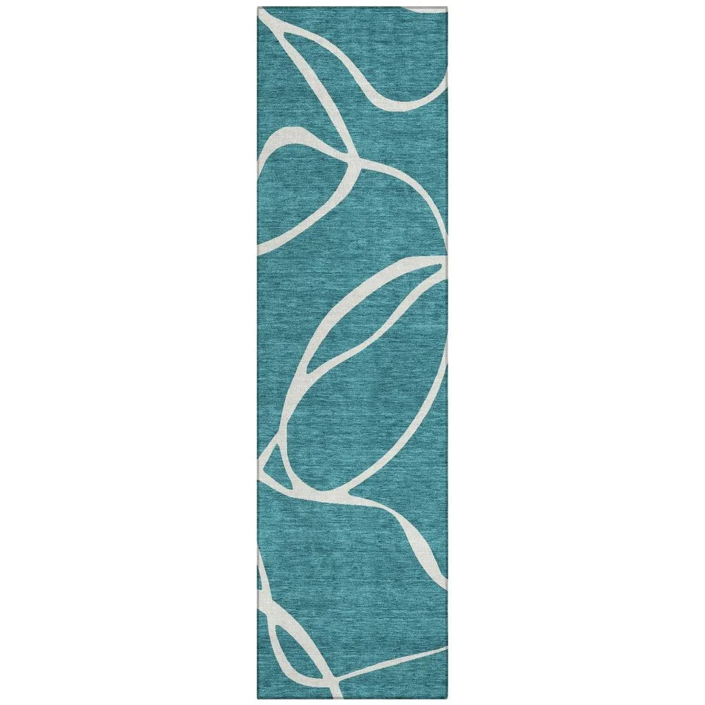 LOOMLAN Rugs Mirelle Teal Washable Indoor-Outdoor Rug