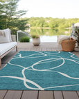 LOOMLAN Rugs Mirelle Teal Washable Indoor-Outdoor Rug