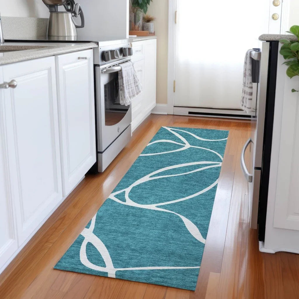 LOOMLAN Rugs Mirelle Teal Washable Indoor-Outdoor Rug