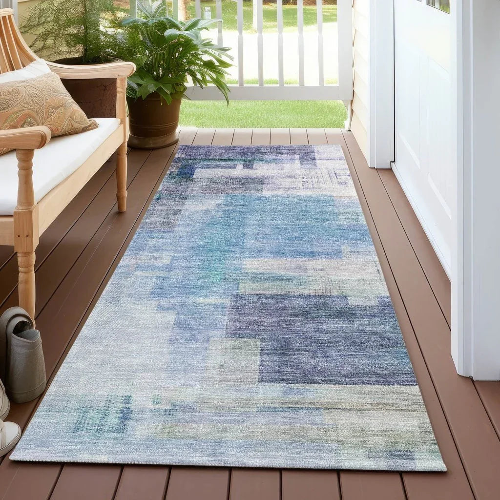 LOOMLAN Rugs Mireya Blue Washable Indoor-Outdoor Rug