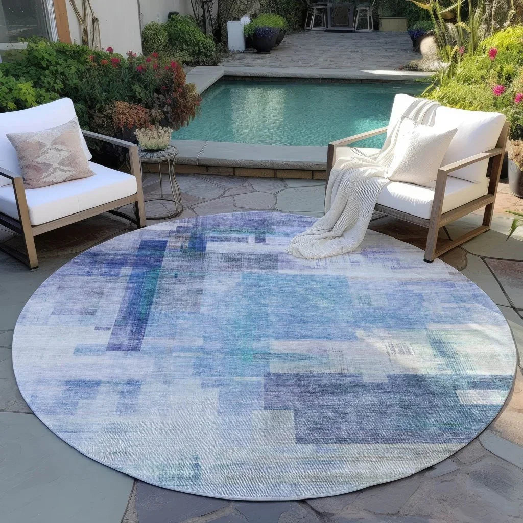 LOOMLAN Rugs Mireya Blue Washable Indoor-Outdoor Rug