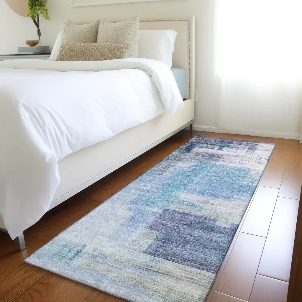 LOOMLAN Rugs Mireya Blue Washable Indoor-Outdoor Rug