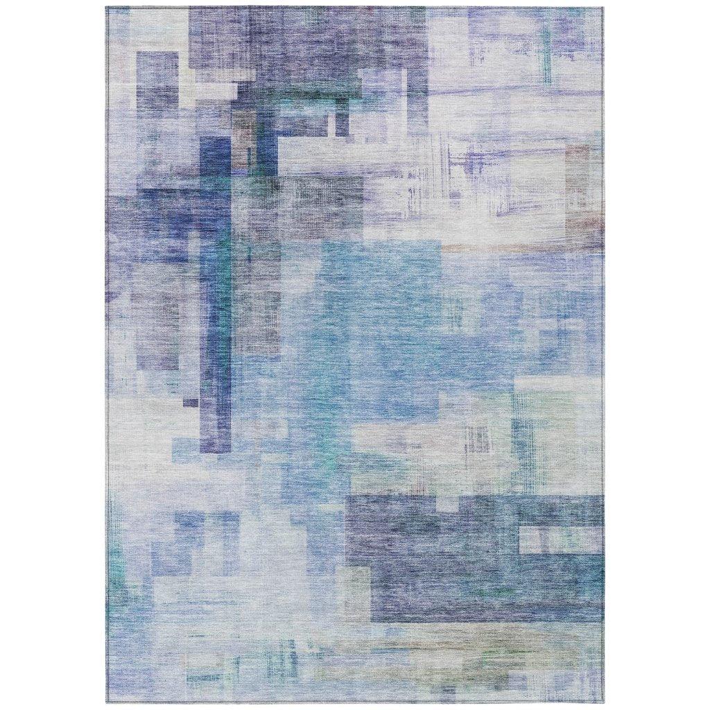 LOOMLAN Rugs Mireya Blue Washable Indoor-Outdoor Rug
