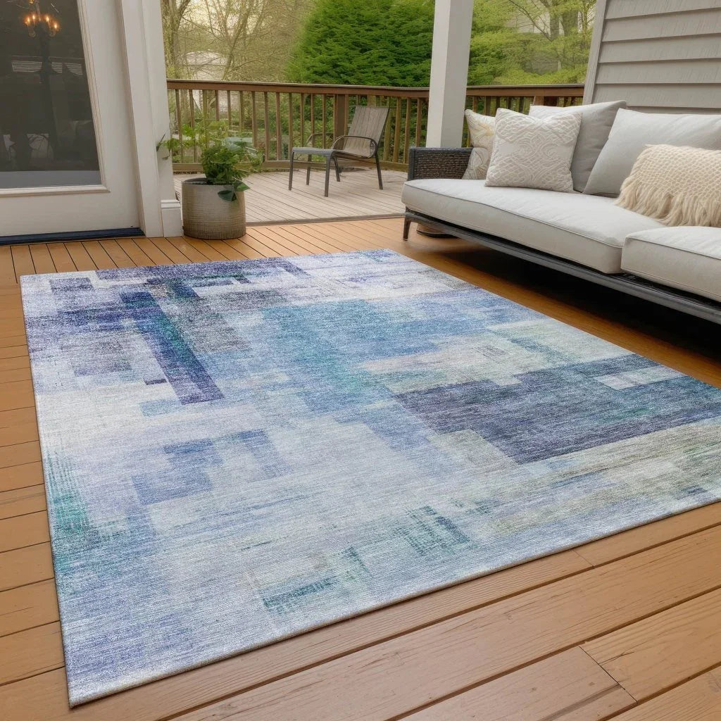 LOOMLAN Rugs Mireya Blue Washable Indoor-Outdoor Rug