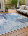 LOOMLAN Rugs Mireya Blue Washable Indoor-Outdoor Rug