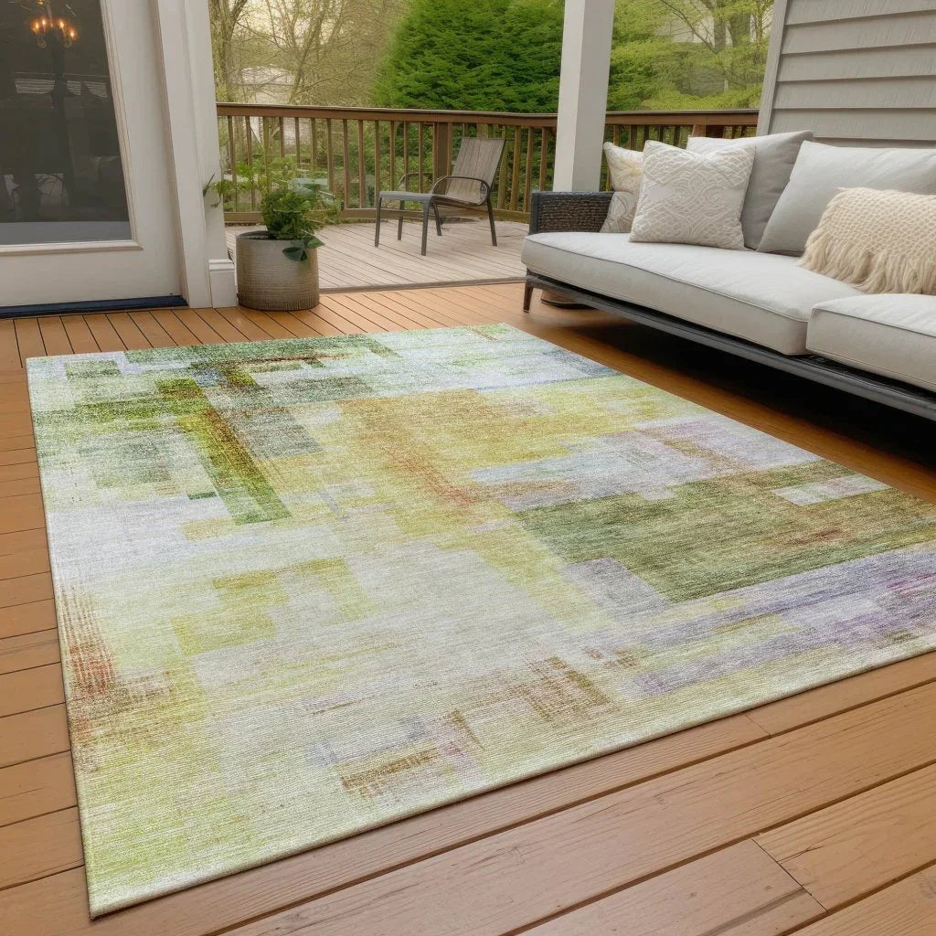 LOOMLAN Rugs Mireya Green Washable Indoor-Outdoor Rug
