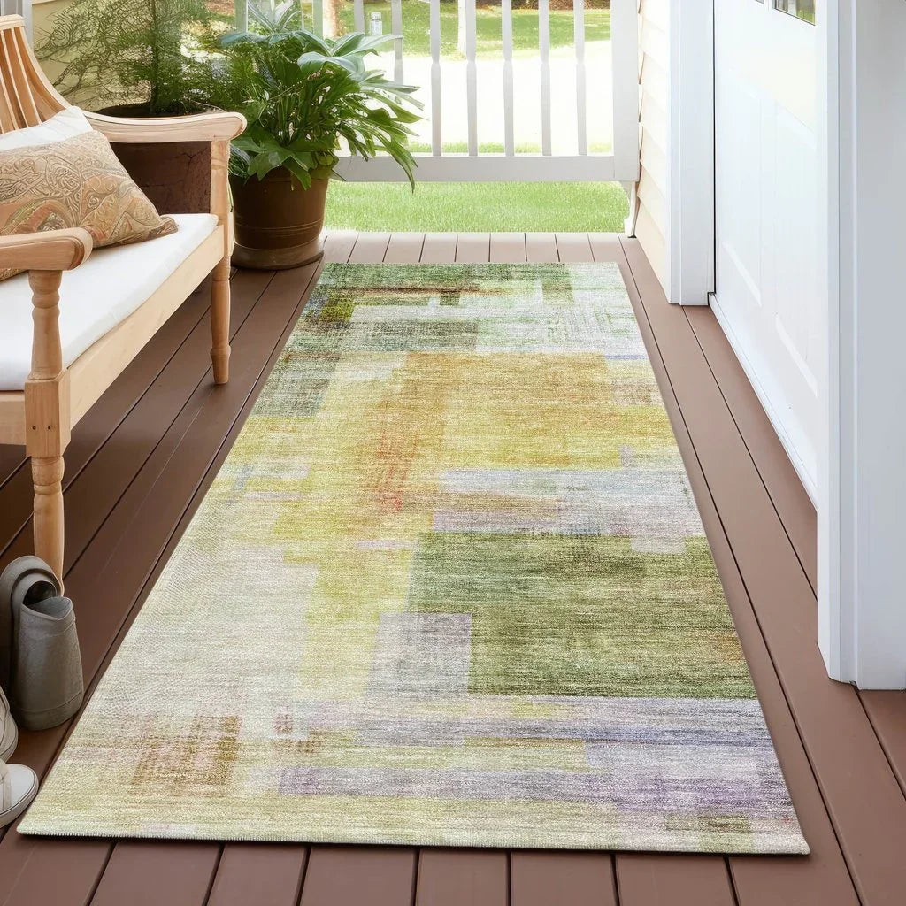 LOOMLAN Rugs Mireya Green Washable Indoor-Outdoor Rug