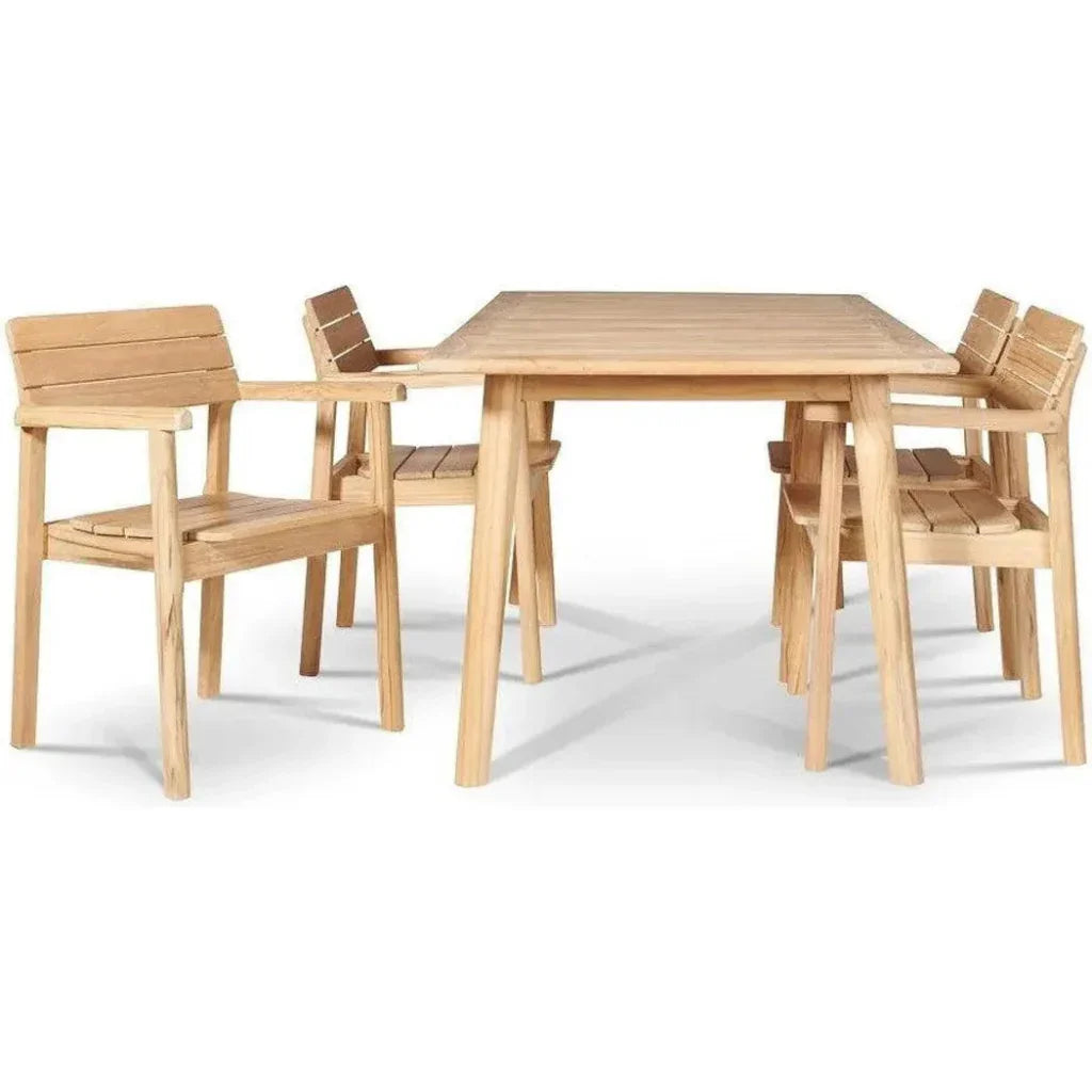 Modurn 5PC Outdoor Dining Set Stacking Armchairs - LOOMLAN - HiTeak - Outdoor Dining Sets