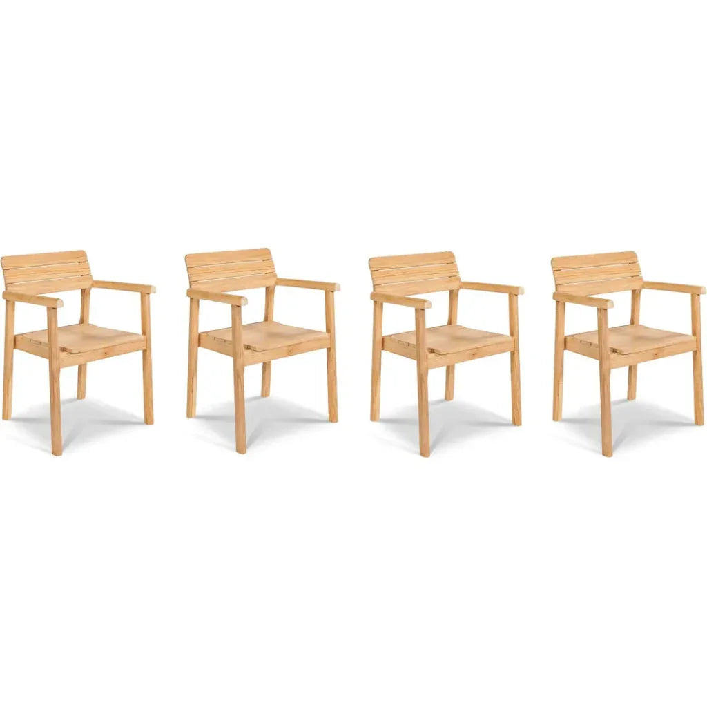 Modurn 5PC Outdoor Dining Set Stacking Armchairs - LOOMLAN - HiTeak - Outdoor Dining Sets