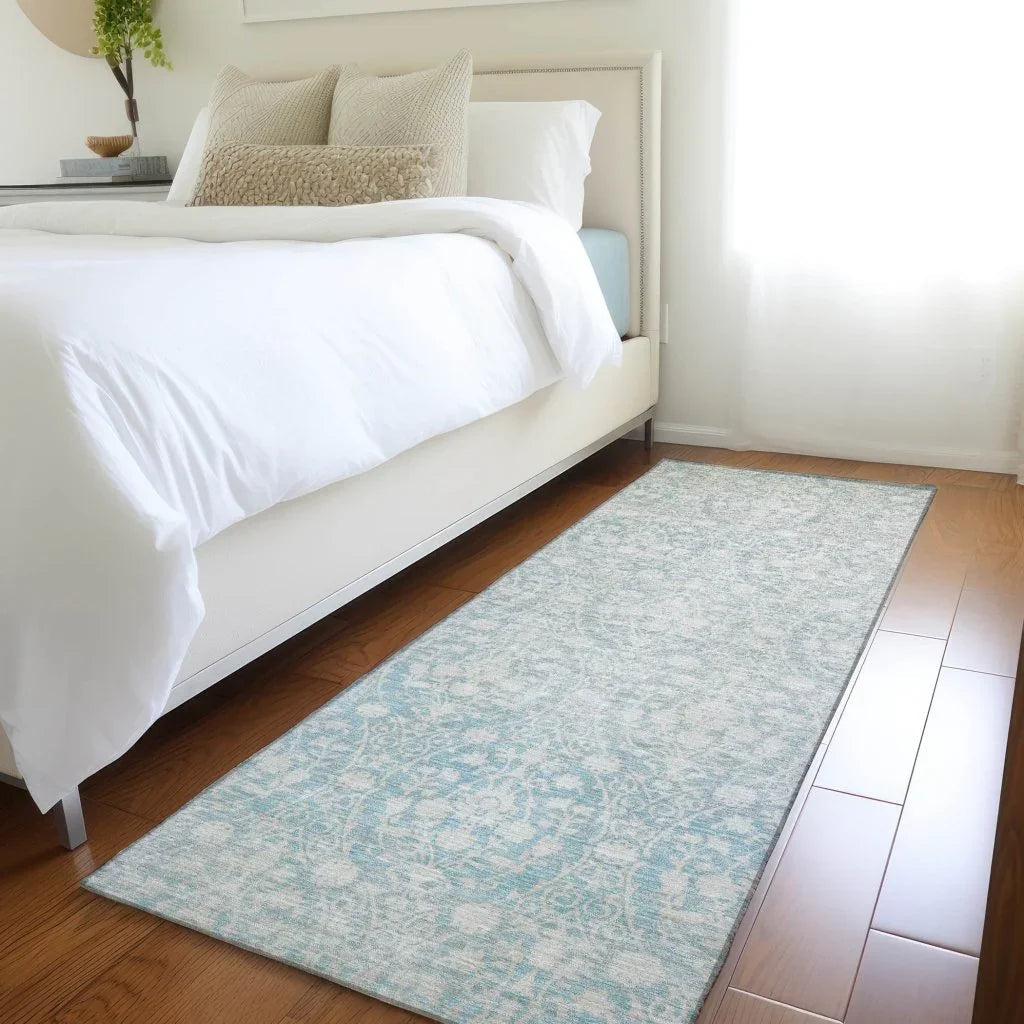 LOOMLAN Rugs Monavia Teal Washable Indoor-Outdoor Rug