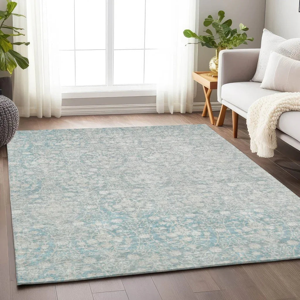 LOOMLAN Rugs Monavia Teal Washable Indoor-Outdoor Rug