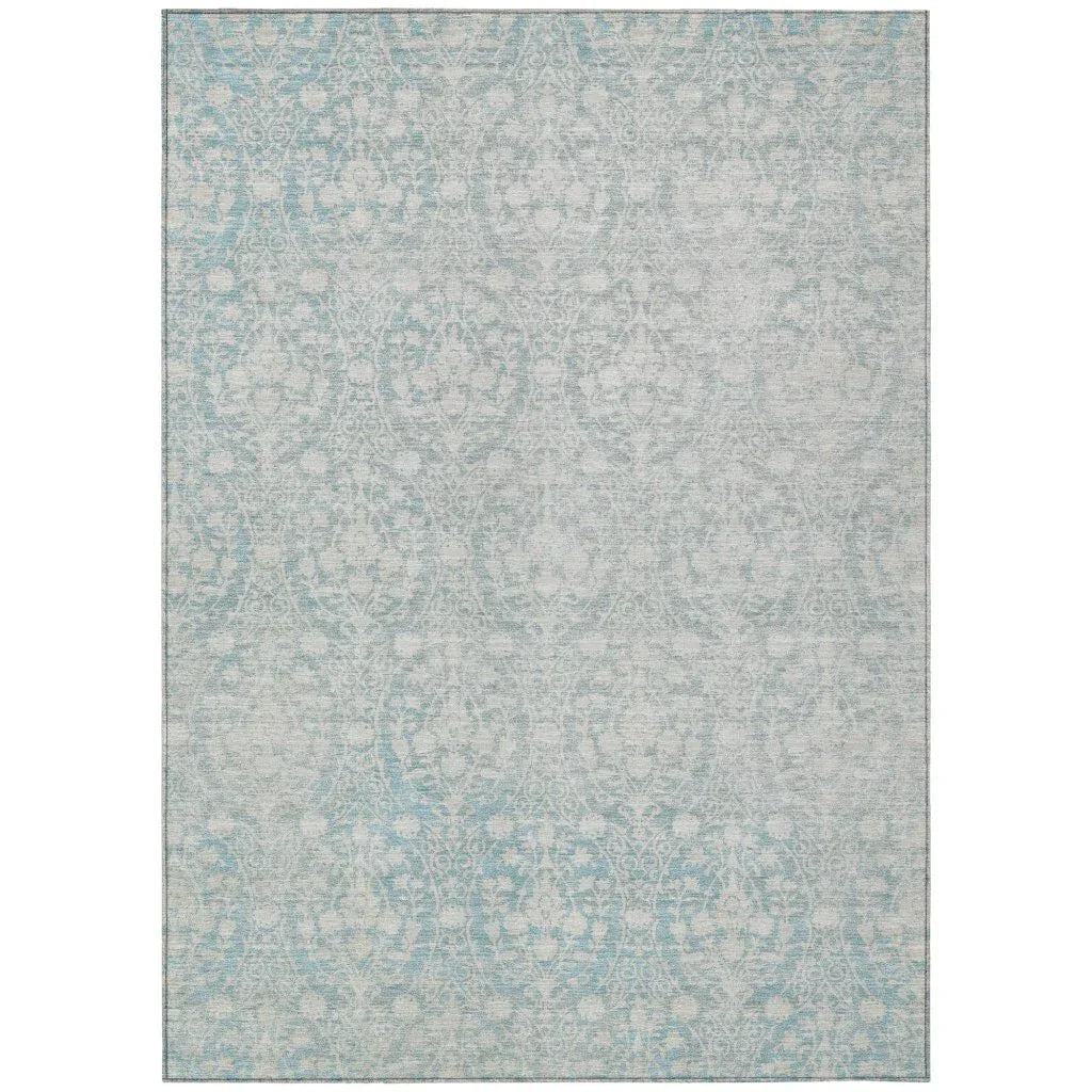 LOOMLAN Rugs Monavia Teal Washable Indoor-Outdoor Rug