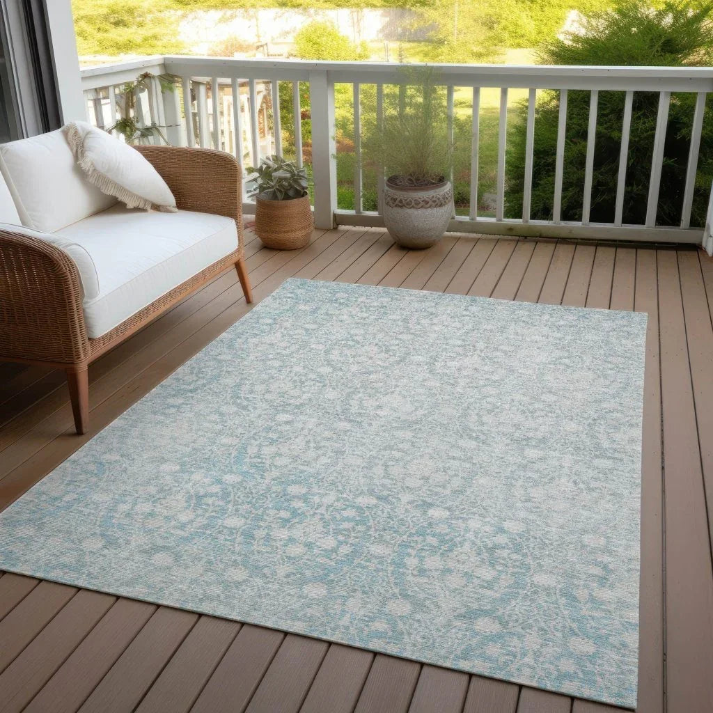 LOOMLAN Rugs Monavia Teal Washable Indoor-Outdoor Rug