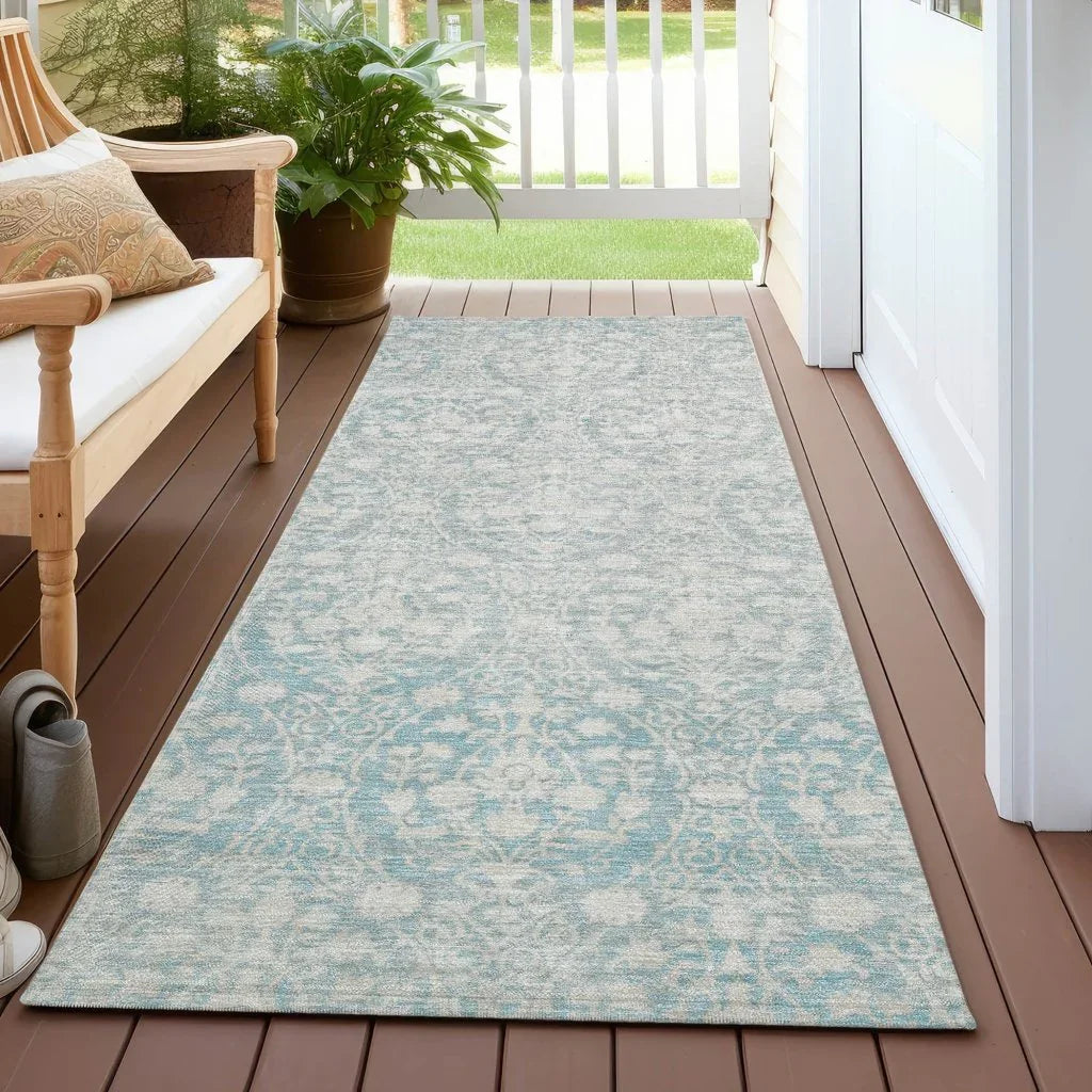 LOOMLAN Rugs Monavia Teal Washable Indoor-Outdoor Rug