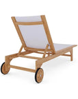 Montauk Teak Outdoor Reclining Sunlounger Wheels - LOOMLAN - HiTeak - Outdoor Cabanas & Loungers