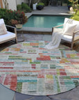 LOOMLAN Rugs Mosaic Orange Washable Indoor-Outdoor Rug
