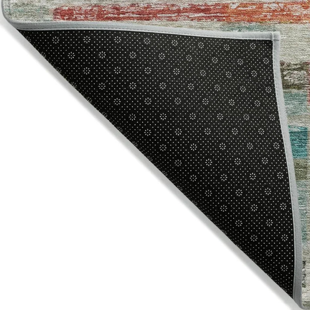 LOOMLAN Rugs Mosaic Orange Washable Indoor-Outdoor Rug