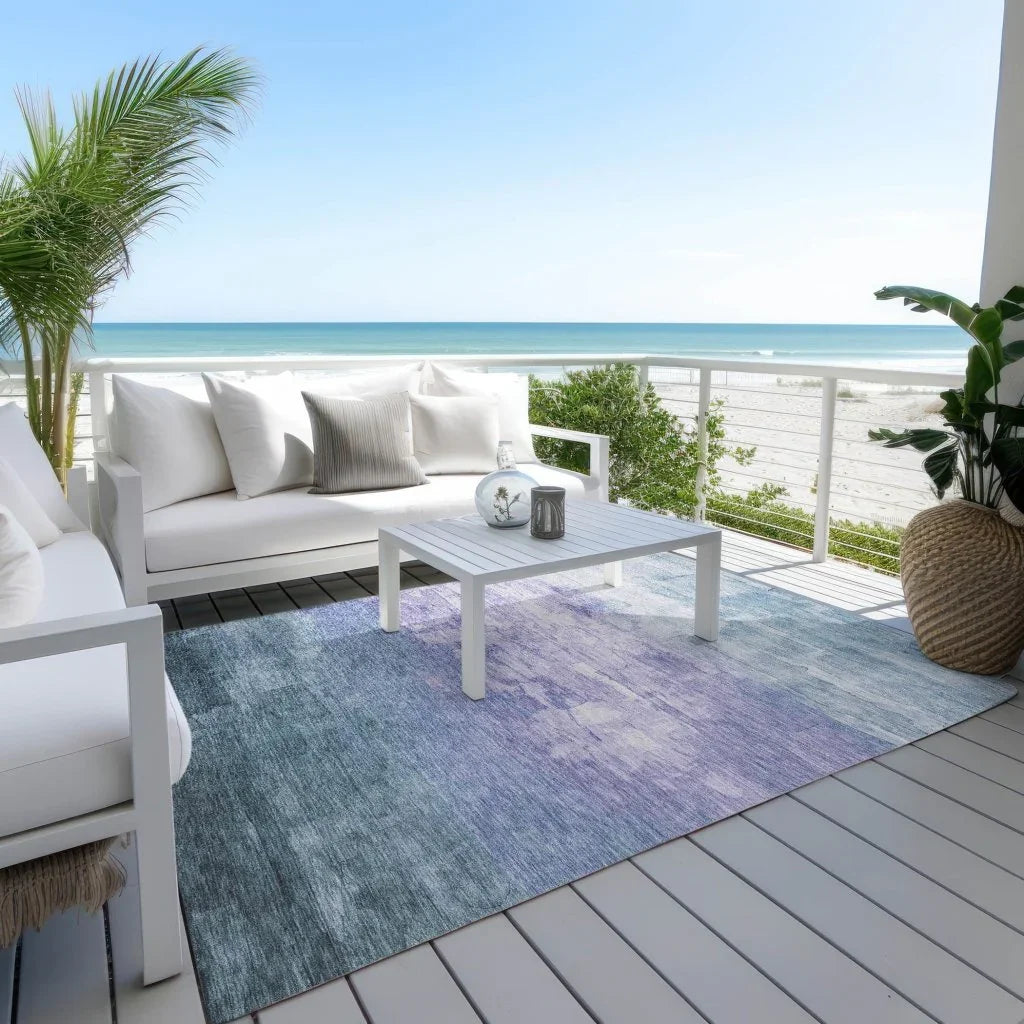 LOOMLAN Rugs Mosselia Blue Washable Indoor-Outdoor Rug
