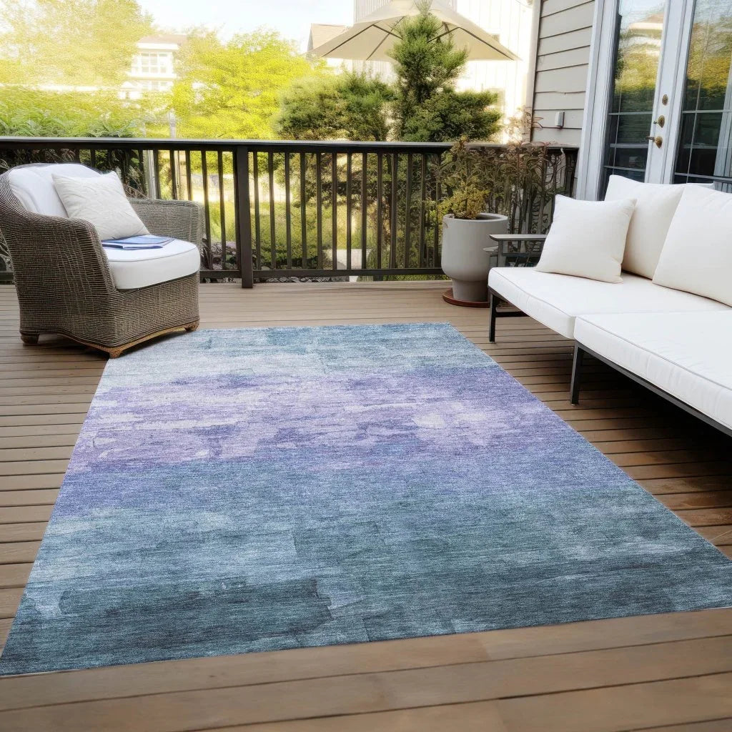 LOOMLAN Rugs Mosselia Blue Washable Indoor-Outdoor Rug