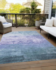 LOOMLAN Rugs Mosselia Blue Washable Indoor-Outdoor Rug