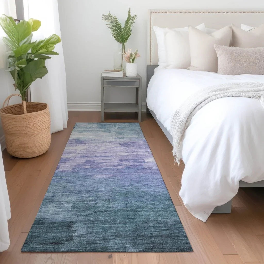 LOOMLAN Rugs Mosselia Blue Washable Indoor-Outdoor Rug