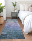 LOOMLAN Rugs Mosselia Blue Washable Indoor-Outdoor Rug