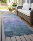 LOOMLAN Rugs Mosselia Blue Washable Indoor-Outdoor Rug