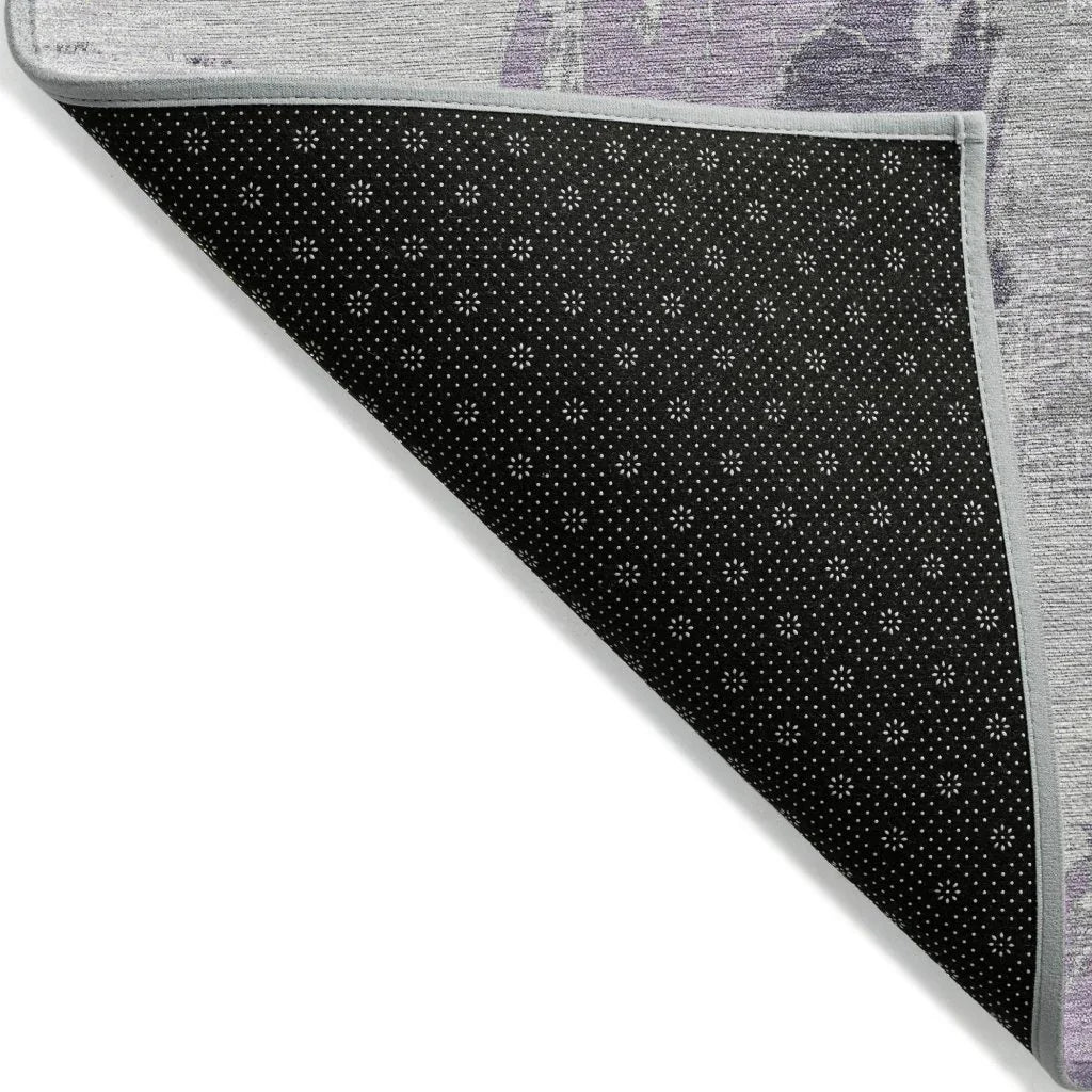 LOOMLAN Rugs Motyfa Purple Washable Indoor-Outdoor Rug