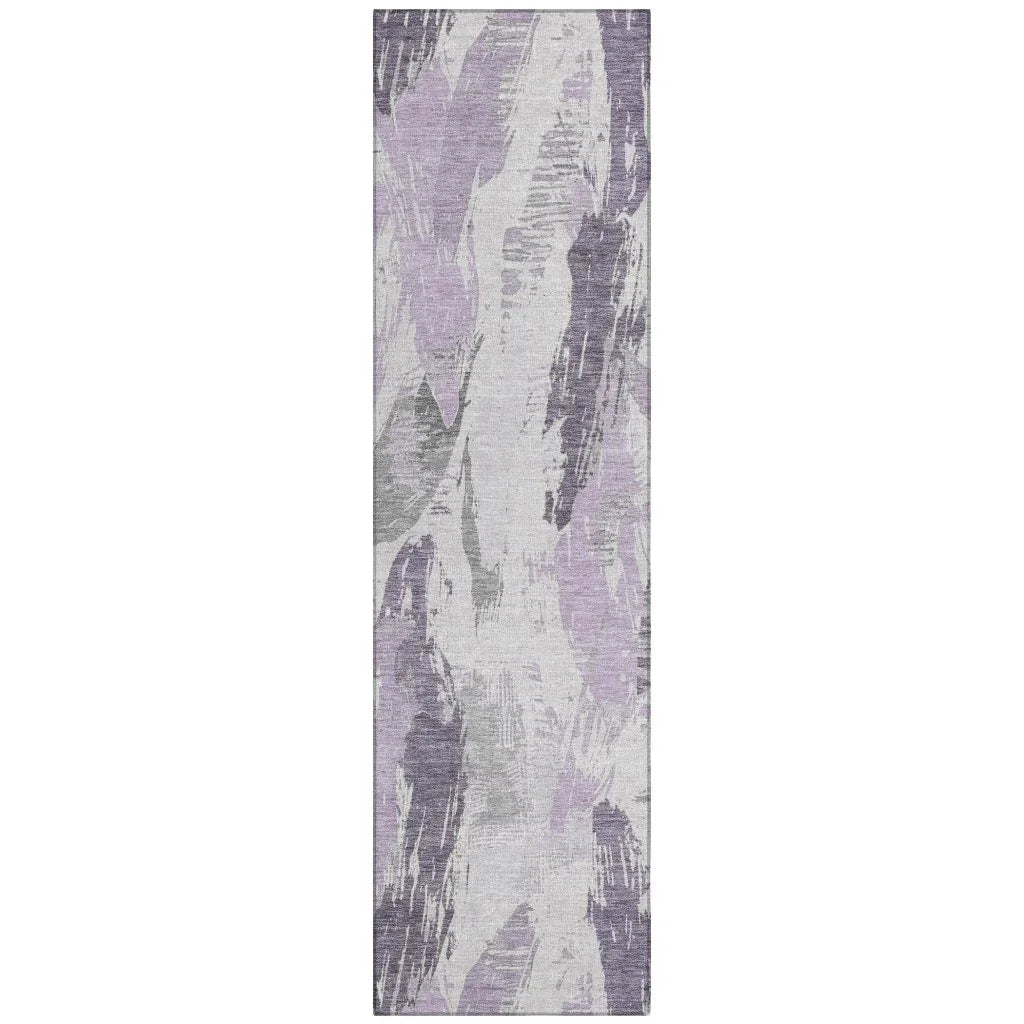 LOOMLAN Rugs Motyfa Purple Washable Indoor-Outdoor Rug