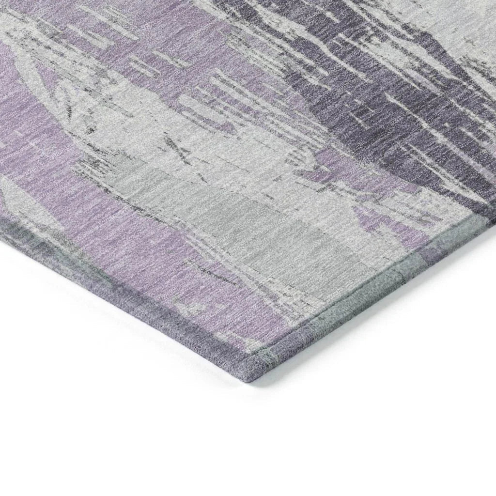 LOOMLAN Rugs Motyfa Purple Washable Indoor-Outdoor Rug