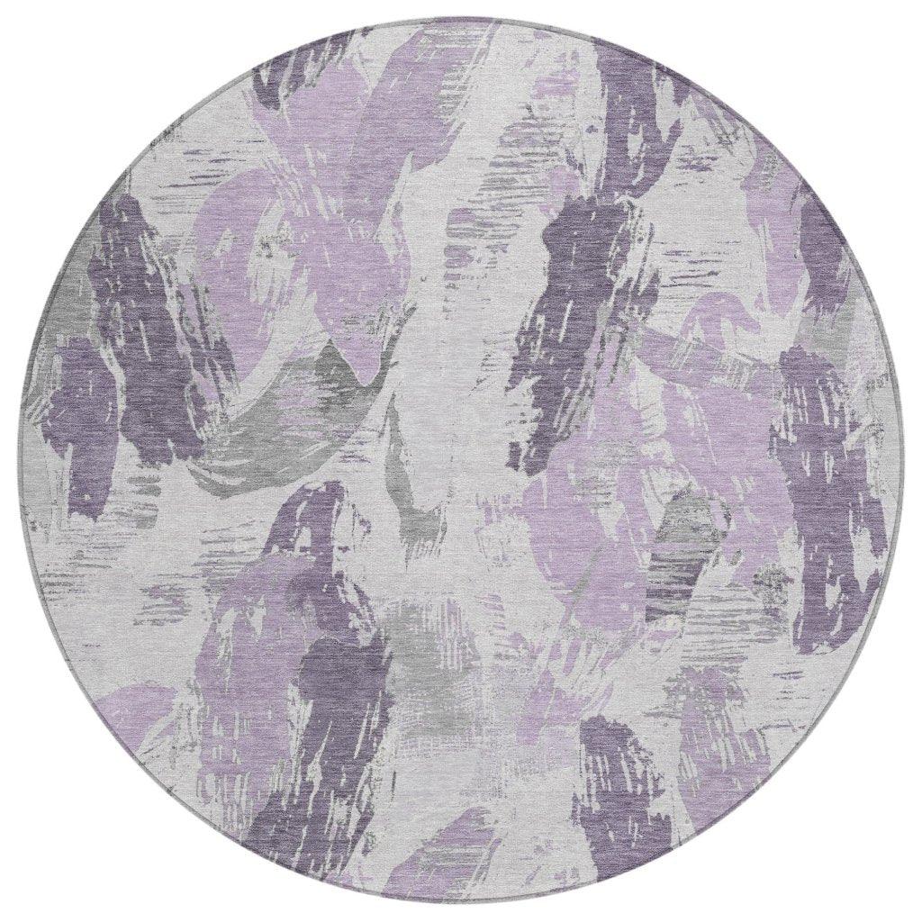 LOOMLAN Rugs Motyfa Purple Washable Indoor-Outdoor Rug
