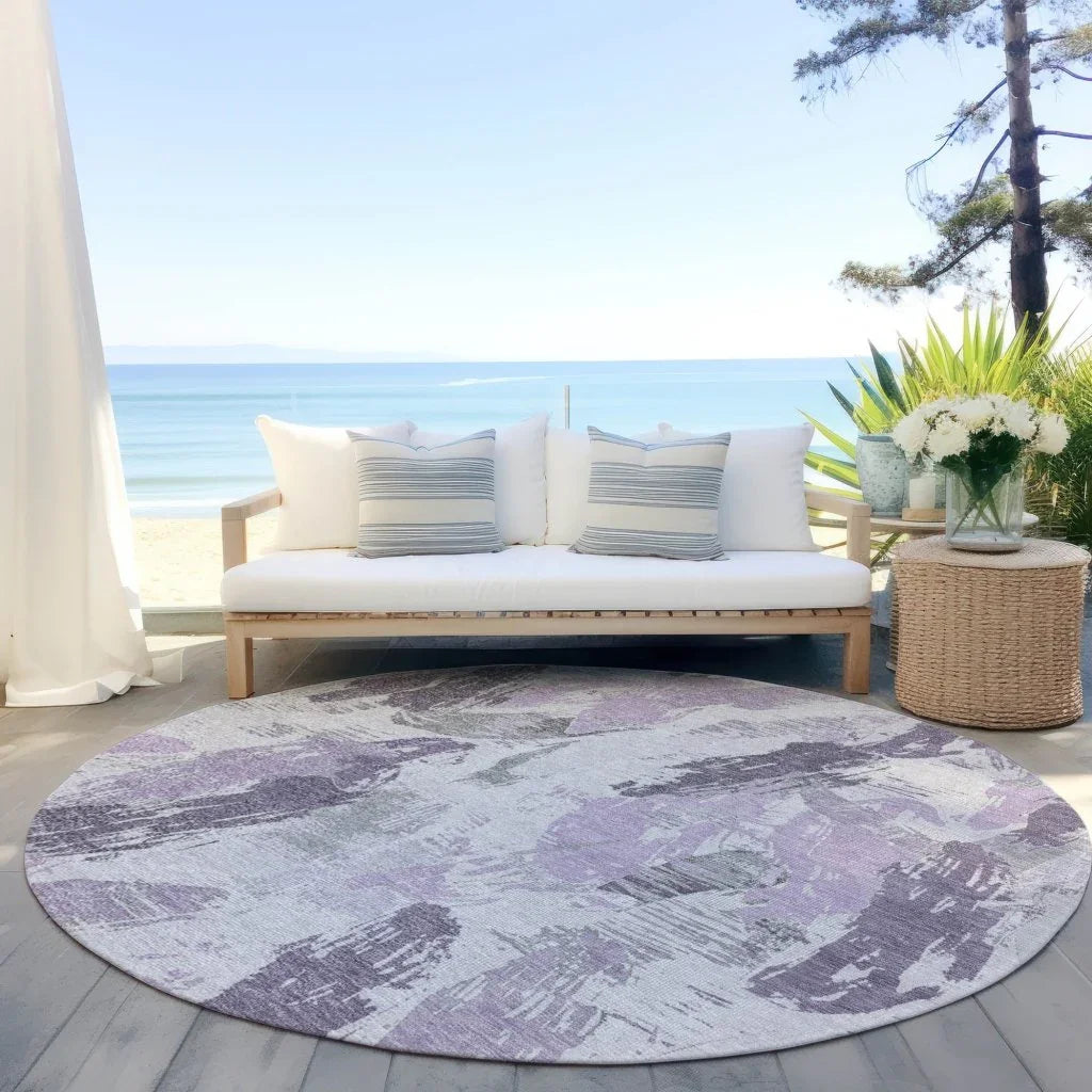 LOOMLAN Rugs Motyfa Purple Washable Indoor-Outdoor Rug