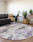 LOOMLAN Rugs Motyfa Purple Washable Indoor-Outdoor Rug