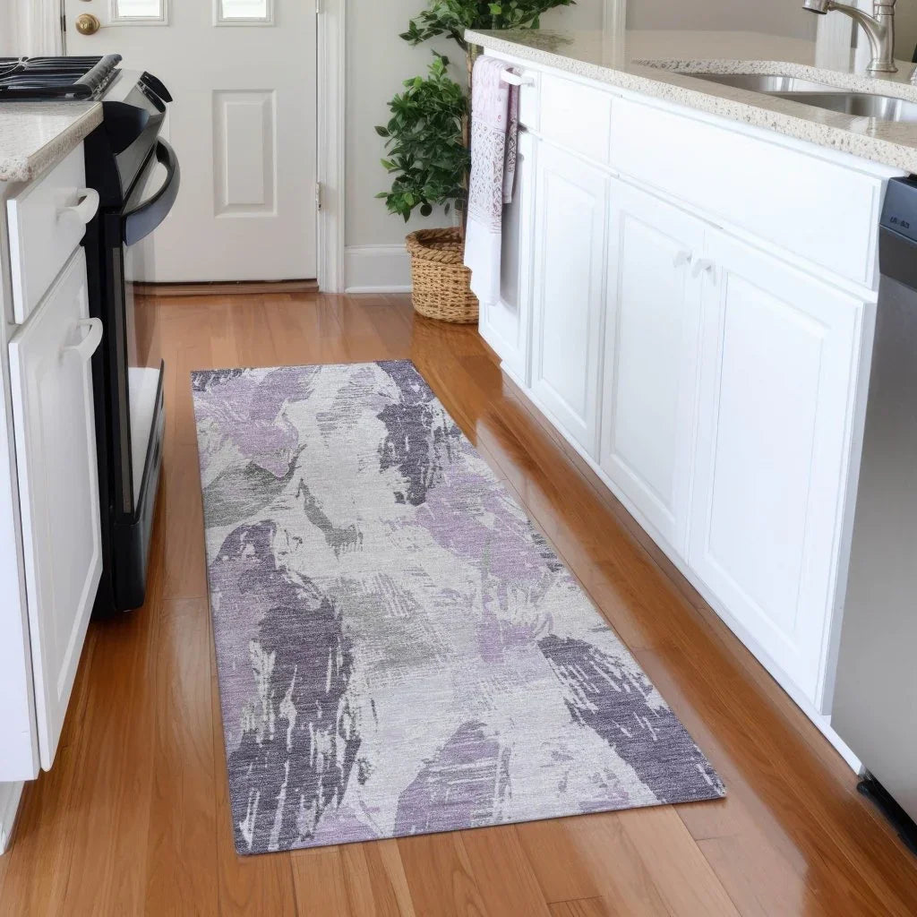 LOOMLAN Rugs Motyfa Purple Washable Indoor-Outdoor Rug