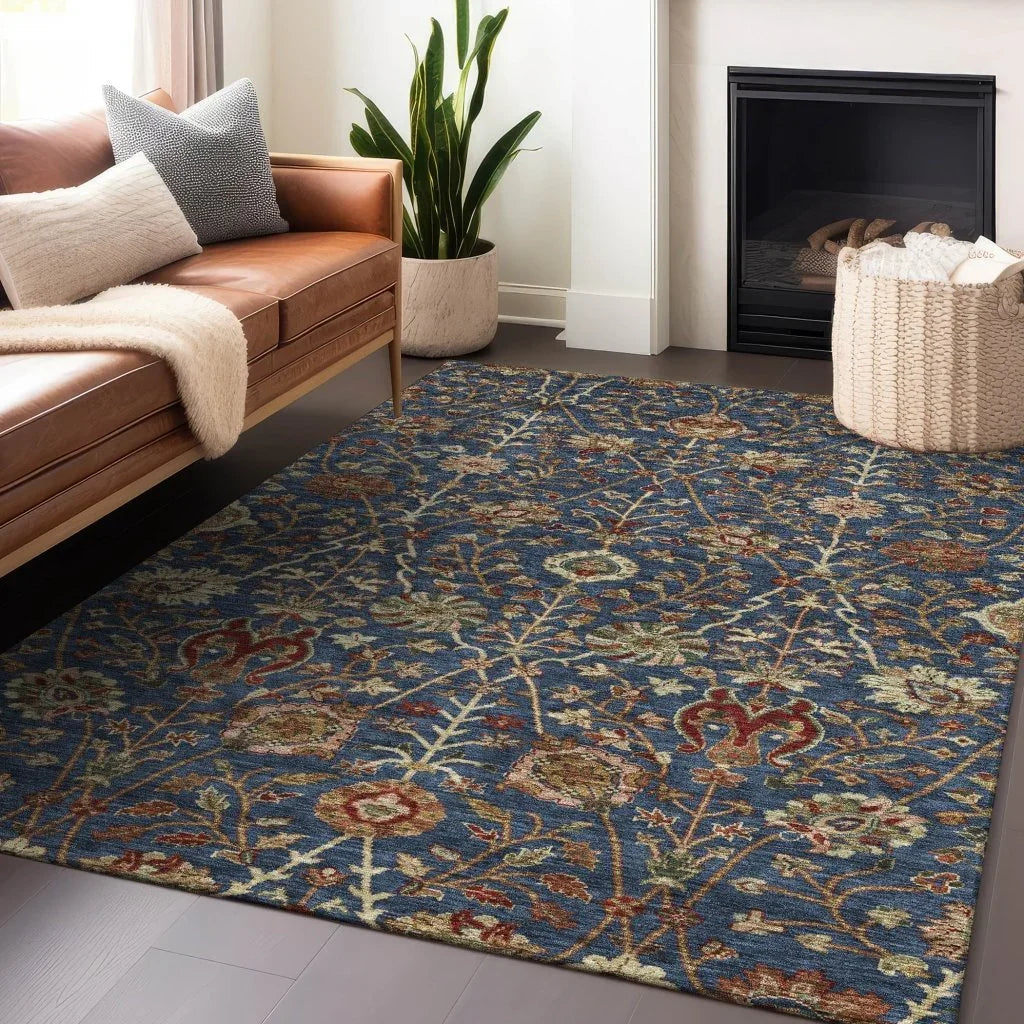 LOOMLAN Rugs Muse Blue Washable Indoor-Outdoor Rug